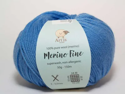 Zdjęcie produktu dla Merino Fine Art'is Yarn 100% czysta wełna merynosowa | Superwash i hipoalergiczna (50 g/150 m) (164 średni niebieski)