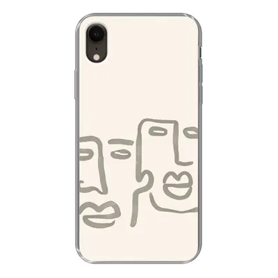 Produktbild von MuchoWow® Handyhülle Schutzhülle Hülle für iPhone XR Gesicht - Abstrakt - Strichzeichnung Silikon Softcase Handy Hülle - Schutzdeckel