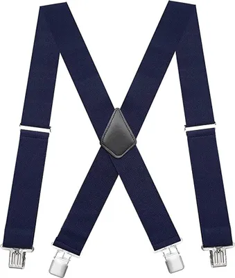 Produktbild von ASKSA Elastische 5cm breite Hosenträger, 4 Starken Clips X-Form,Blau