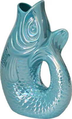Produktbild von Gift Company Vase Monsieur Carafon L, Dekovase in Fisch-Form, Steingut, Rainbow Ocean, 31cm, 1087405093