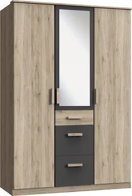Produktbild von Kleiderschrank 3-türig mit Spiegel in Eiche mit graphit CANTON-43