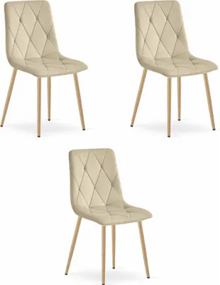 Immagine prodotto di Sedia LIBRA - velluto beige chiaro / gambe in legno x 3