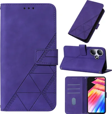 Produktbild von Hülle für Infinix Hot 30 Play NFC Prägung Flip Leder Kartenfächer Schutzhülle mit Ständer Lila