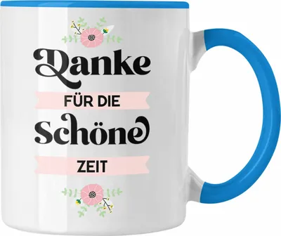 Produktbild von Trendation - Danke für Die Schöne Zeit Tasse Geschenk Abschied Kollege Lehrerin Kollegin Freundin Abschiedsgeschenk (Blau)