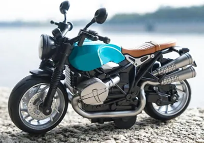 Produktbild von Motorrad-Modellspielzeug, Maßstab 1:12, zurückziehbares Legierungsrennen mit Musik und Licht für Kinder, Blau, Schwarz