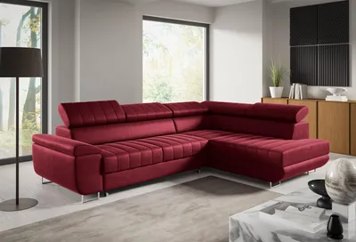 Produktbild von Ecksofa BENET L-Form Sofa mit Schlaffunktion und Bettkasten, verstellbare Kopfstützen, Sofa fürs Wohnzimmer- Kronos 02