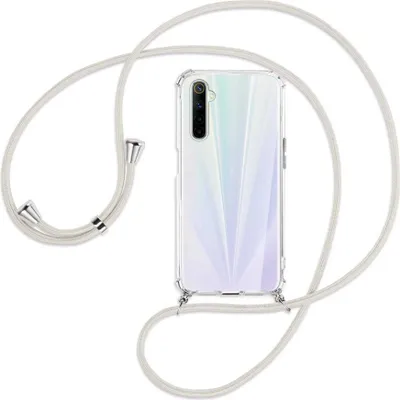 Produktbild von Handykette Backcover-Schutzhülle mit Band (Metall silberfarben) für Realme 6 / 6S - broken white