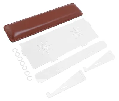 Image de Support d'ordinateur inclinable en acrylique pour une frappe ergonomique et confortable ; plateau transparent amovible avec repose-poignets marron, idéal pour le bureau ou l'école à la maison