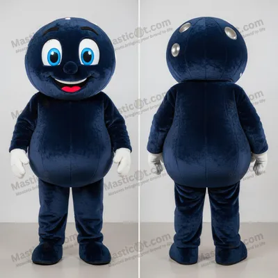 Image de Mascotte MASTICOT costume de boule de pétanque bleu marine