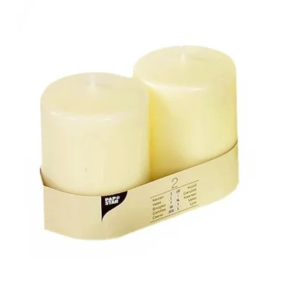 Produktbild von Papstar Stumpenkerzen Ø 80 mm · 100 mm elfenbein "Ivory" mit Flachkopf, 6 x 2 Stück