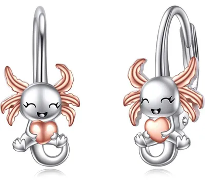 Immagine prodotto di Orecchini in argento sterling 925, design unicorno, bradipo, axolotl, con chiusura a leva, per donne e ragazze