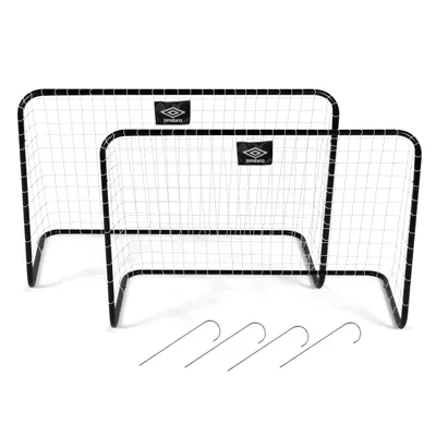 Produktbild von Umbro Fußballtor 78 x 56 x 45 cm Set von 2 - Fußballtore für Garten Kinder - Trainingszubehör Innen und Außen - Kunststoff - Schwarz/Weiß