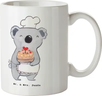 Produktbild von Mr. & Mrs. Panda Kaffeetasse Konditor Herz - Weiß - Geschenk, Teetasse, Geschenktasse, Bäcker, Geburtstag, Kaffeebecher, Tasse, Becher, Zum, Kuchen, Pott