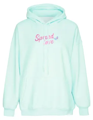 Produktbild von Damen Strickhoodie mit Kapuze und Kängurutasche, lässige Passform, blau, Größe S