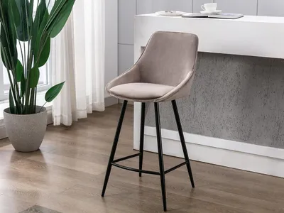 Produktbild von Vente-unique, Barhocker Gondel-Stil, Samt, Taupe, 2er-Set, B48xH99xT51cm, Sitzhöhe 67cm, Sitztiefe 40cm, Rückenlehnenhöhe 37cm