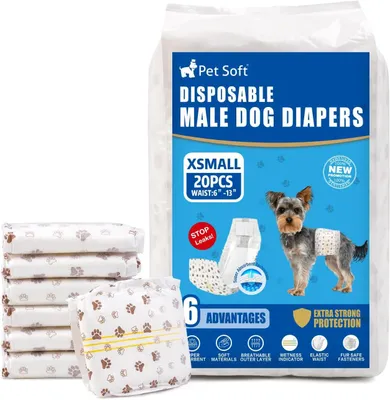 Imagen del producto de Pañales desechables para perros machos - talla XS - 20 unidades - con indicador de humedad - antimoja