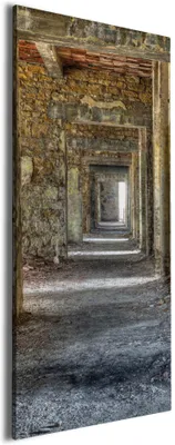Produktbild von Wallario Premium Leinwandbild Weg durch eine verlassene Ruine in Größe 50 x 125 cm