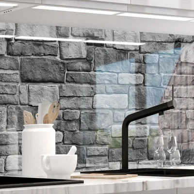 Produktbild von Küchenrückwand selbstklebend Glasoptik - GRANITSTEIN - 1.8mm, versteift, alle Untergründe, Hart PET Material, PREMIUM 60 x 80cm
