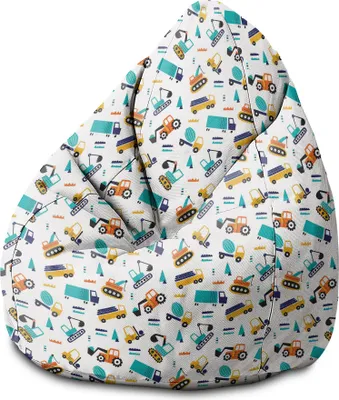 Produktbild von Dreamroots Bean Bag Sitzsack Kinder mit füllung, Bodenkissen Kinder Sitzsack, Sitzsack Kinderzimmer 70x70x105 cm, Vehicles Pattern