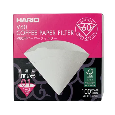 Produktbild von HARIO V60-01 100 Stk. Papierkaffeefilter, Kaffeefilterpapier, Filterpapier
