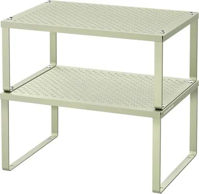 Produktbild von Famanu Küchenregal Organizer Metall - Erweiterbar Stapelbar - Kleine Regal in Lorbeergrün