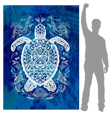 Produktbild von Großes Mikrofaser Strandtuch XXL, 145 x 200 cm für Schwimmen, Strand, Reisen, Sport und Fitness - Schildkröten