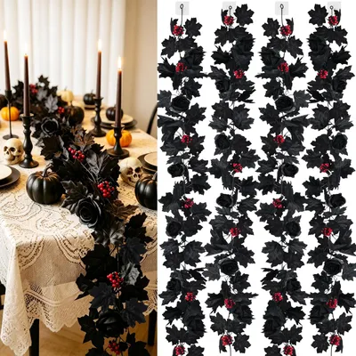 Kunstblumen, schwarze Rosen, 4 Stück, 173 cm