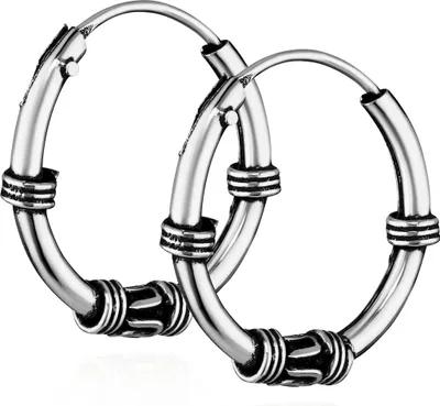 Produktbild von Paar 925 Sterling Silber Keltische Celtic Gothic Creolen 15mm 7236