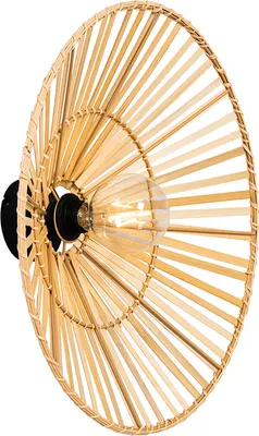 Produktbild von QAZQA - Orientalisch Orientalische Wandleuchte schwarz mit natürlichem Bambus - Pua I Wohnzimmer I Schlafzimmer - Bamboo Rund - LED geeignet E27