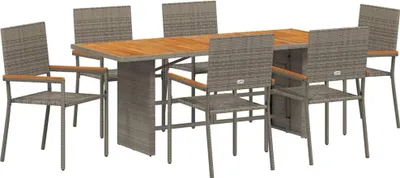 Produktbild von vidaXL Garten Essgruppe 7 pcs Grau Poly-Rattan