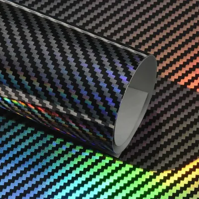 Immagine prodotto di Foliante adesivo effetto fibra di carbonio, nero, argento, olografico, lucido, dimensioni 50 x 152 cm, con effetto arcobaleno