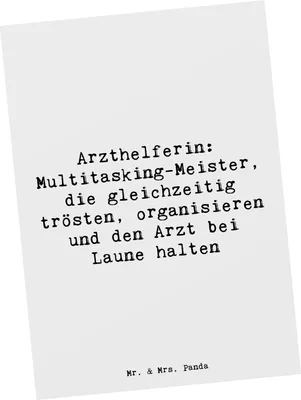 Produktbild von Mr. & Mrs. Panda Postkarte Spruch Arzthelferin Meister - Weiß - Geschenk, Beruf, Fotokarte, Berufsprodukte, Blutentnahme, Grußkarte, Ansichtskarten, einzelkarte, Hommage