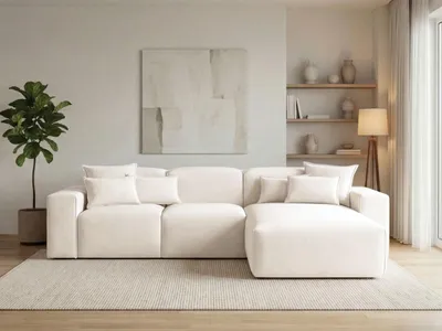 Produktbild von GrainGold Ecksofa L-Form Rechts Leni - Ecksofa fürs Wohnzimmer - Moderne Ecksofa, Wohnzimmer Ecksofa - Eckcouch Creme (Komodo 10)