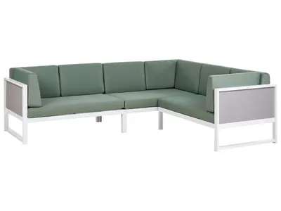 Produktbild von BELIANI Set mit Kissenbezügen Grün Stoff UV-Beständig Reißverschlüsse Modern für Gartenset Lounge Set Gartenmöbel Outdoor Kissenhüllen 12er Set