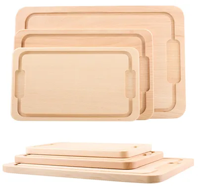 Immagine prodotto di Set di 3 taglieri da cucina in legno naturale per tagliare e servire