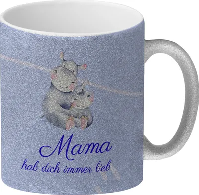 Produktbild von Mama hab dich immer lieb Glitzer-Kaffeebecher Besonders geeignet als Geschenk
