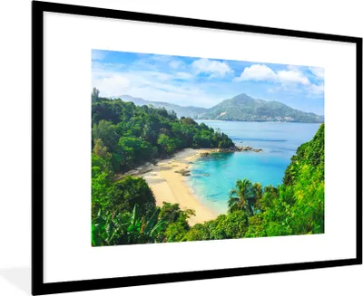 Produktbild von MuchoWow® MuchoWow® Gerahmtes Poster Strand - Meer - Insel - Baum 90x60 cm - Poster mit zchwarzem Bilderrahmen - Wanddekoration - Fotos