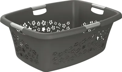 Produktbild von Rotho Wäschekorb Flowers, 50 l anthrazit