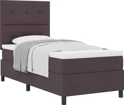 Zdjęcie produktu dla Łóżko sprężynowe z materacem ciemnobrązowe 100 x 200 cm tkanina