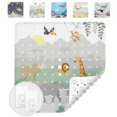 Produktbild von avakido® Duschmatte rutschfest Kinder - Inklusive 2 Haken, Safari