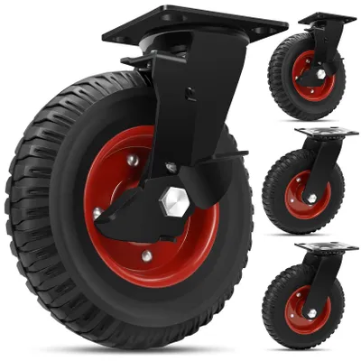Schwerlast-Transportrollen 200 mm, 4 Stück, Vollgummi, 1400 kg