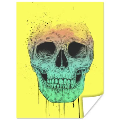 Produktbild von MuchoWow® Poster Totenkopf - Blau - Gelb - Abstrakt 30x40 cm - Wandplakat - Poster Kinderzimmer