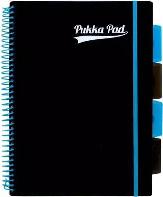 Productafbeelding van Projectboek, zwart, formaat B5/200 pagina's, met blauwe omslag (3 stuks) - PUKKA