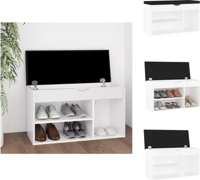 Obrázek produktu pro vidaXL Lavice na boty s polštářem bílá 80x30x47 cm Materiál na bázi dřeva - Botníky a skříně