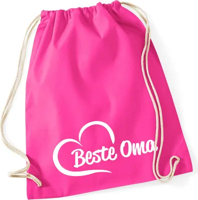 Produktbild von Huuraa Turnbeutel Beste Oma Herz 12 Liter Fuchsia Baumwolle Rucksack Geschenkidee