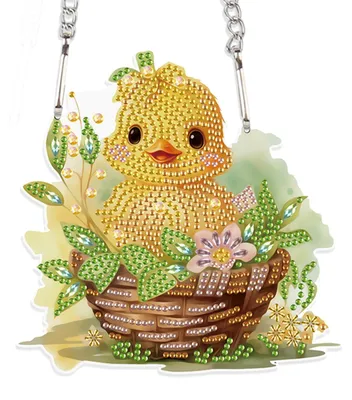 5D Diamond Painting Hänger, Baby-Ente, 15x15 cm, DIY-Sonnenfänger