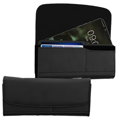 Produktbild von kwmobile Handy Gürteltasche mit Kartenfächern - Hülle 17,2 x 8,5 cm Kunstleder Handytasche mit Gürtelschlaufe Clip Schwarz