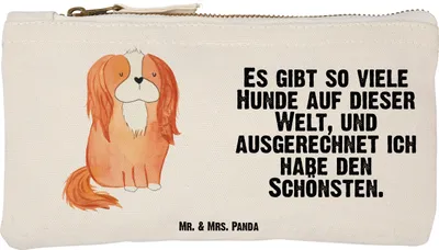 Produktbild von Mr. & Mrs. Panda kosmetiktäschchen Hund Cavalier King Charles Spaniel Größe S Klein - Weiß - Geschenk, Schminktasche, Cockerspaniel, aufbewahrungsbeutel, beauty case