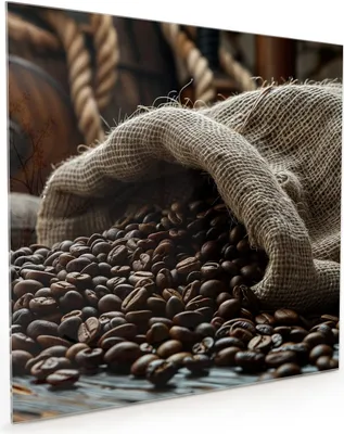 Produktbild von Küchenrückwand Spritzschutz Glas mit Motiv Kaffeebohnen Sack 40 x 40 cm