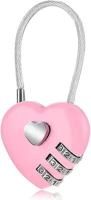 Produktbild von 3-stelliges Zahlenschloss – Drahtschloss für Koffer, Gepäck, Rucksack, Sporttasche (Pink)